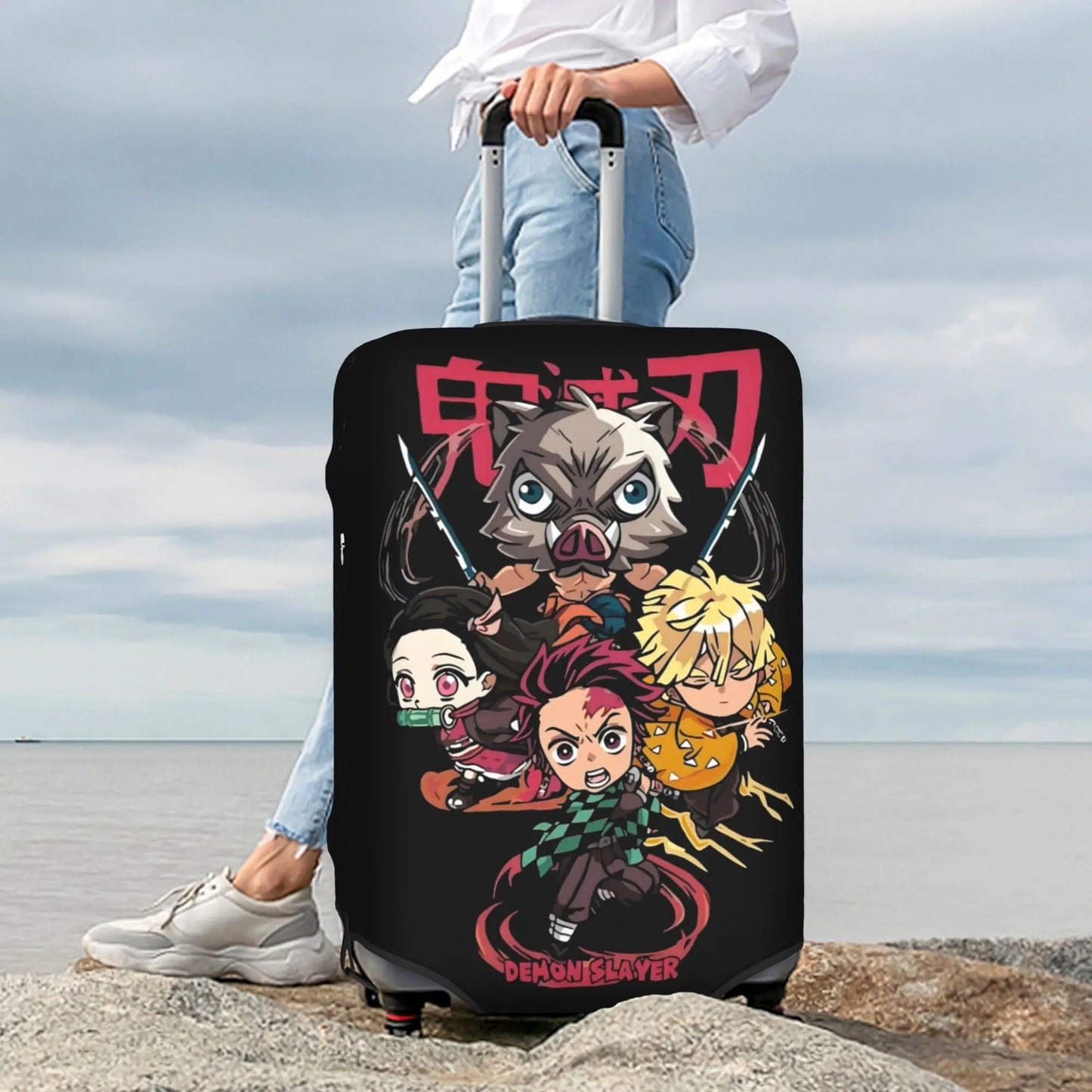 Manga Demon Slayer Luggage Cover Elastic Kimetsu No Yaiba Travel Suitcase Protective Covers Suit For 18-32 inch