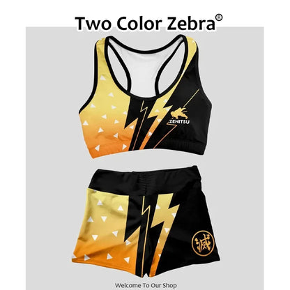 Demon Cosplay Slayer Kimetsu Women Sports Vest No Yaiba Clothes Kamado Nezuko Shinobu Sportswear Suit Swimsuit Two-piece Costume