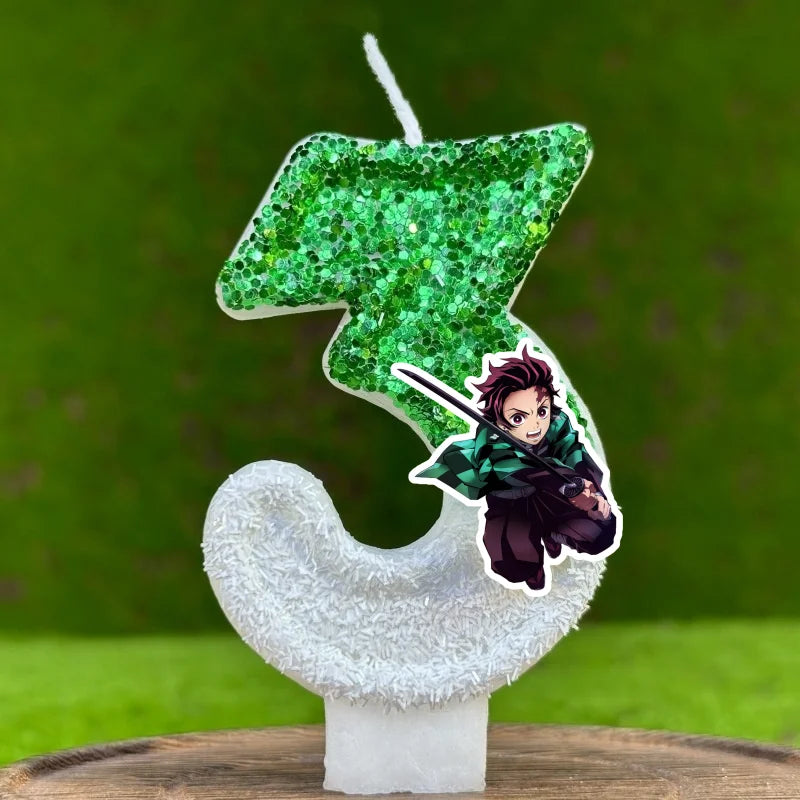 Demon Slayer Tanjirou Digital Candle Number 0-9 Kids Birthday Cake Decoration Supplies Cartoon Anime Party Accessories Supplies