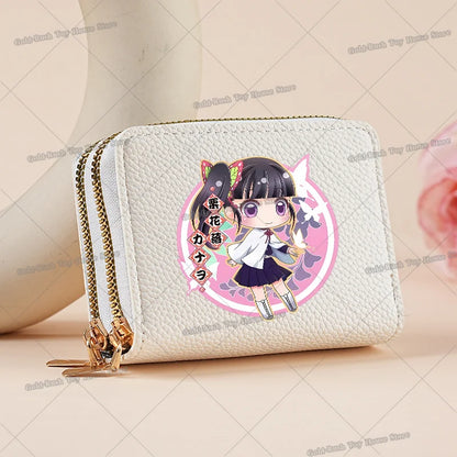 Demon Slayer Kamado Nezuko Women Short PU Wallet Tsuyuri Kanawo Kochou Shinobu ID Card Horders Multi-card Billfold Coin Purses