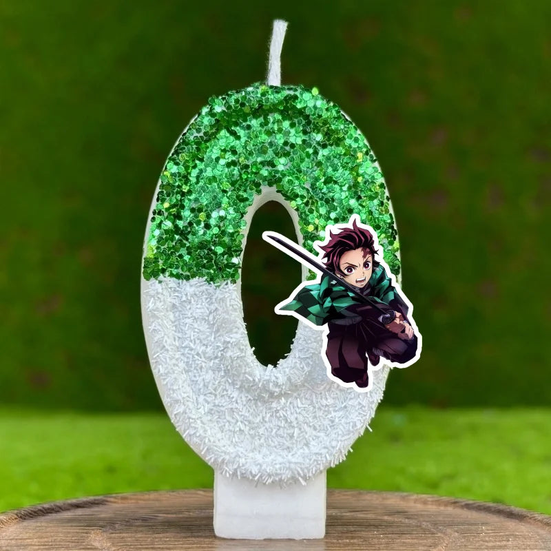 Demon Slayer Tanjirou Digital Candle Number 0-9 Kids Birthday Cake Decoration Supplies Cartoon Anime Party Accessories Supplies