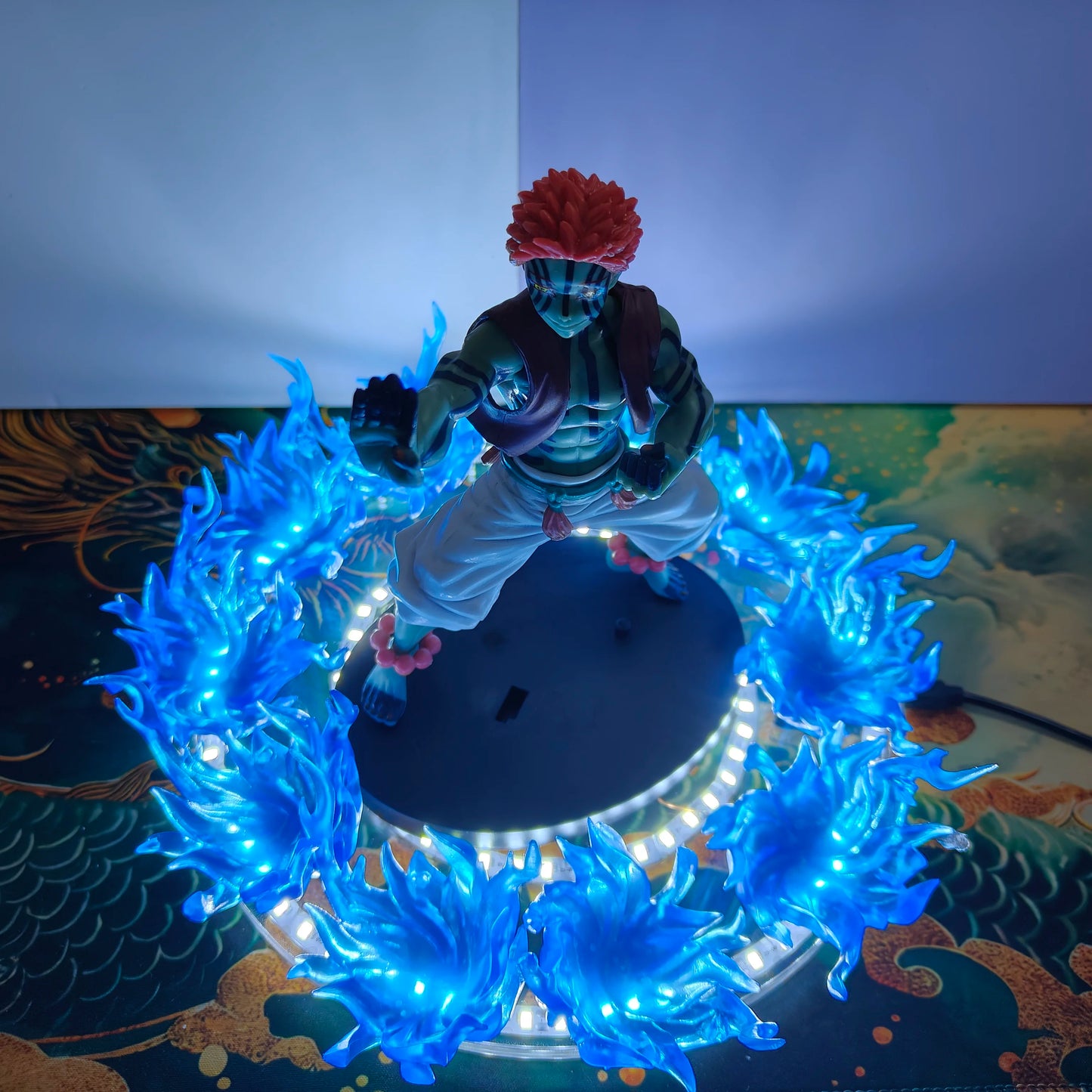 Kimetsu no Yaiba Anime Figure Koyuki Akaza DIY Led Light Lamp Effect Action Figurine Toys Demon Slayer Akaza PVC Model Figuarts