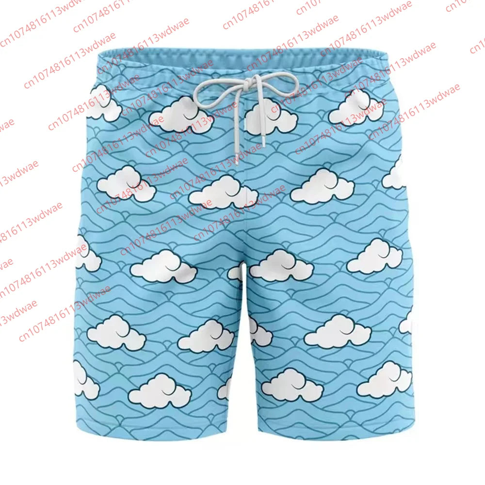 2026 Ghost Slayer Blade Shorts Men Demon Slayer Inspired Boardshorts Summer Beach Trunks Japanese Cosplay Bathing Suit Kid Short