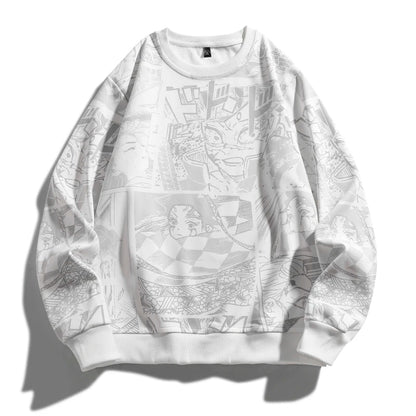 Demon Killer Hoodie Japanese Anime Plus Size 6XL 7XL 8XL Men's and Women's Round Neck Harajuku Casual Long-sleeved T-shirt