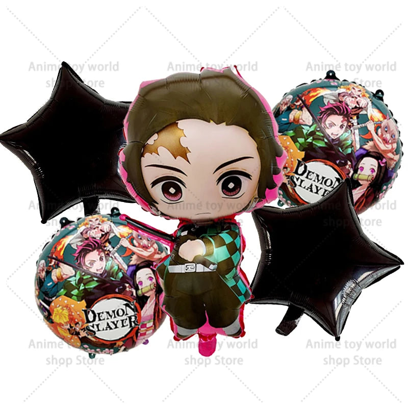 Demon Slayer Boy Foil Balloon Party Decoration Anime Cartoon Figure Decorative Ballons Photo Props Ornaments Toy Birthday Gift