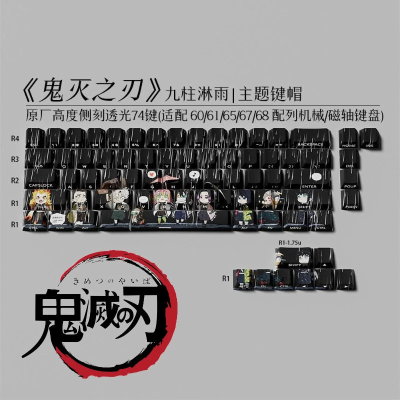 Cartoon Anime Demon Slayer Keycap PBT Material Side Transparent Cherry Height Adapt to mechanical keyboard magnetic axis keys