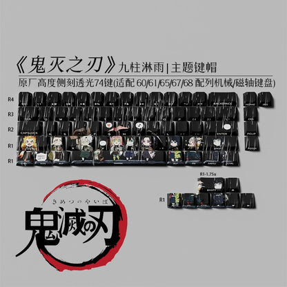 Cartoon Anime Demon Slayer Keycap PBT Material Side Transparent Cherry Height Adapt to mechanical keyboard magnetic axis keys