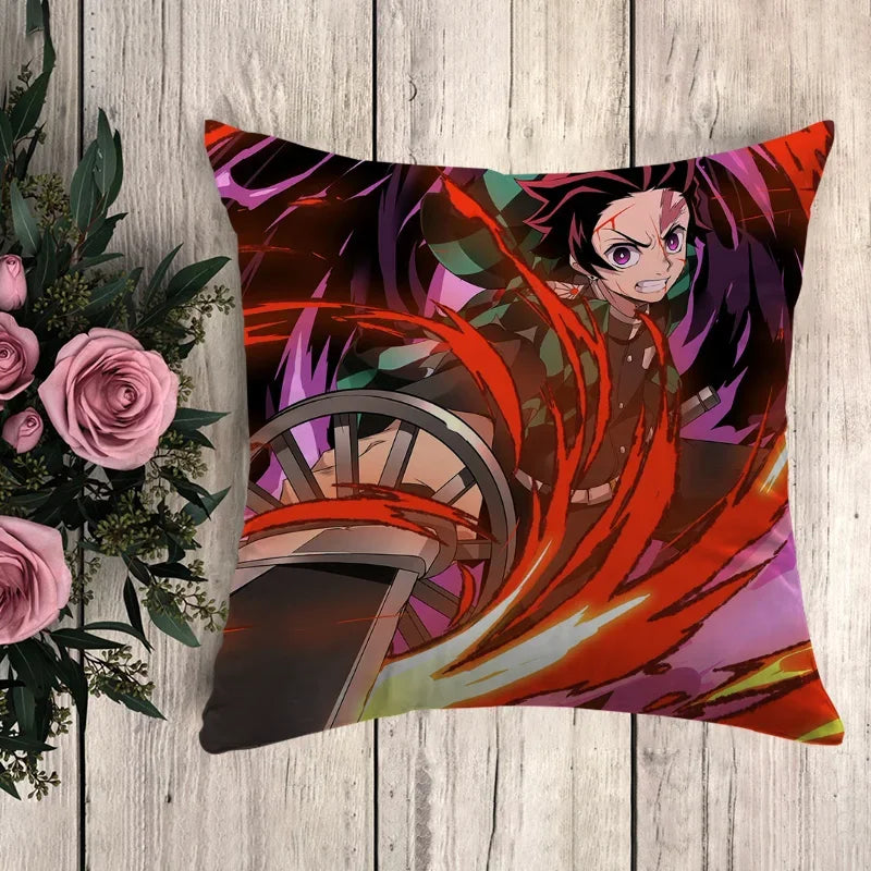 Pillow Demon Slayer Cushion Cover 45*45 Pillowcase Decorative Pillows for Sofa Pilow Cases Pillowcases 50x50 Car Decoration Body