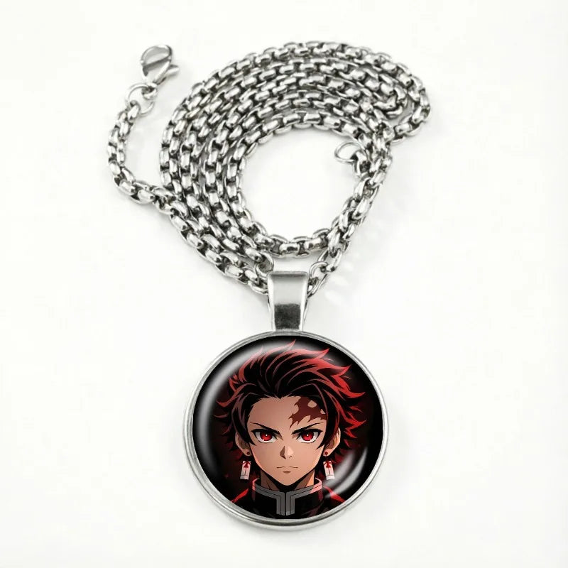 Demon Slayer Necklace for Women Cute Nezuko Jewelry Time Gem Pendants Fashion Sweater Decoration Anime Cartoon Accessories Gift