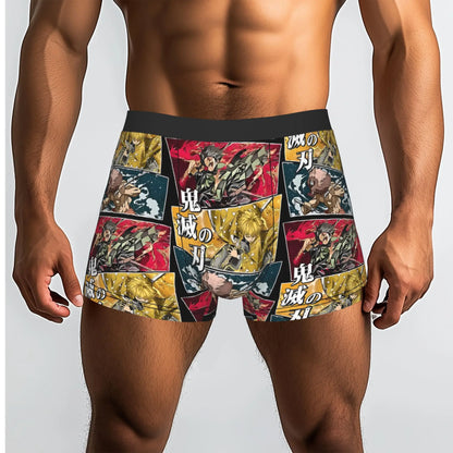 Kyojuro Rengoku Blood Splash Anime Bandai Demon Slayer Underpants Homme Panties Men's Underwear Comfortable Shorts Boxer Briefs