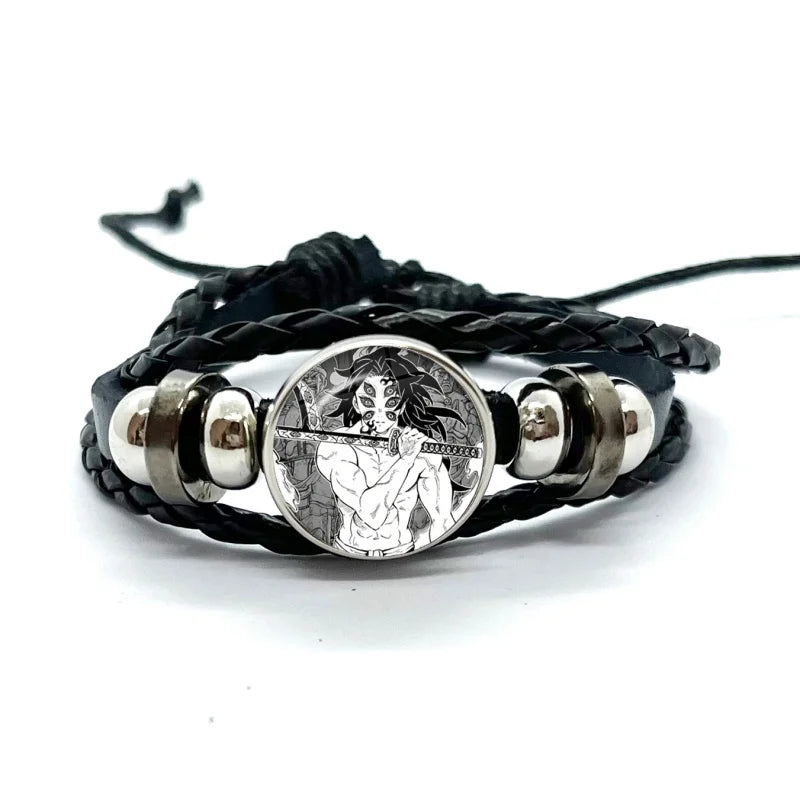 Kokushibo Anime Figure Leather Bracelets Cosplay Eyes Cartoon Horror Multilayer Braided Bracelets Bangles Handmade Jewelry Gifts