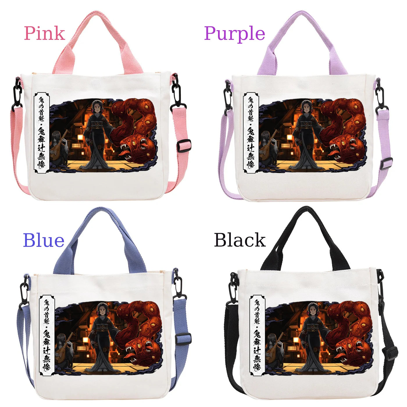Demon Slayer Kamado Nezuko Tanjirou Anime Cartoon Crossbody Bag Commuting Shoulder Bag Canvas Tote Bags Handbag Birthday Gift