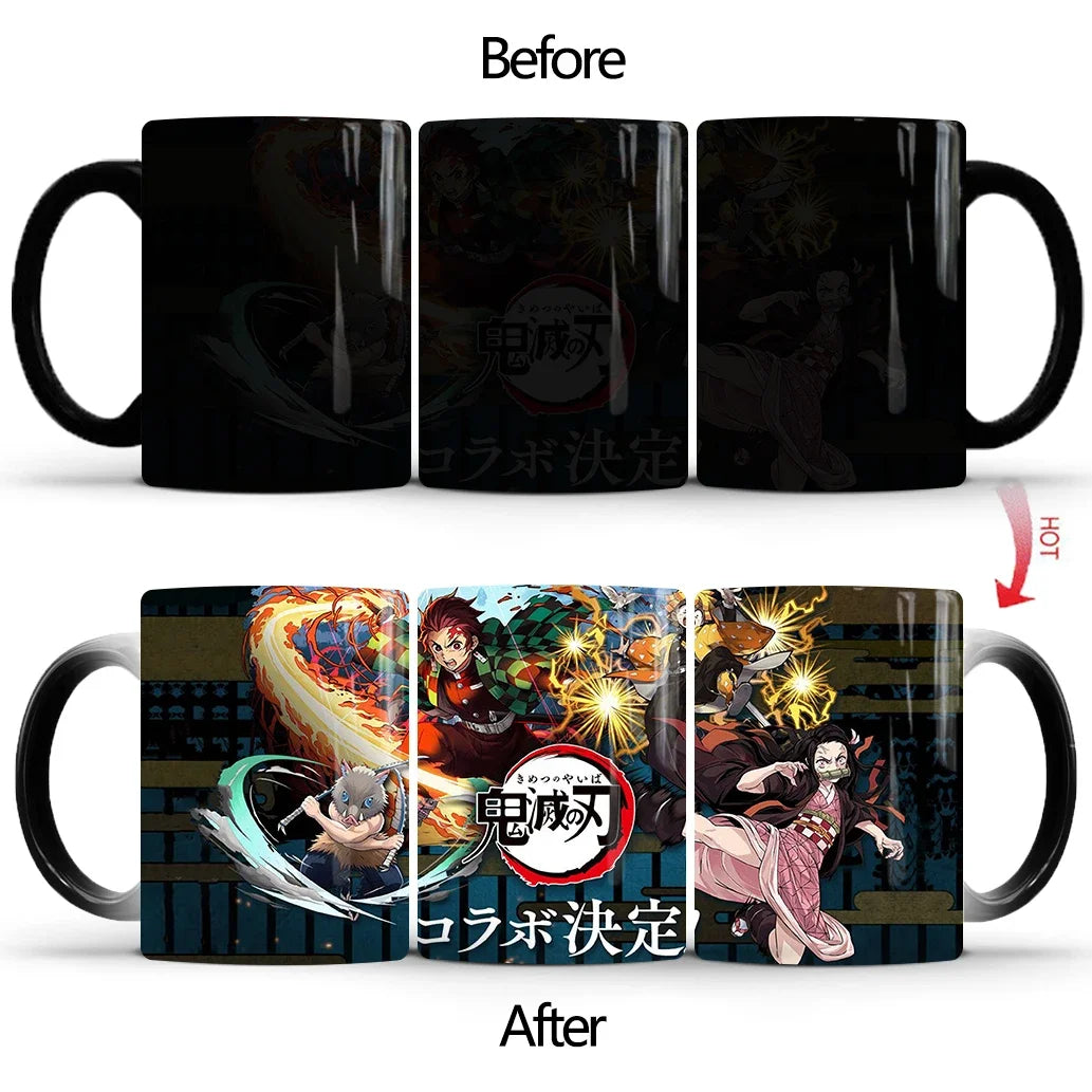 Demon Slayer Discoloration Mug Kimetsu No Yaiba Color Changing Cup Anime Ceramic Coffee Cup Heat Sensitive Milk Tea Mugs Novelty