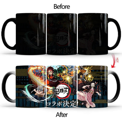 Demon Slayer Discoloration Mug Kimetsu No Yaiba Color Changing Cup Anime Ceramic Coffee Cup Heat Sensitive Milk Tea Mugs Novelty