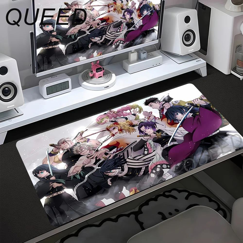 HD Printing Computer Gaming Locking Edge Non-slip Mouse Pad New Cool Anime Demon Slayer Mousepad Keyboard PC Lockrand Desk Mats