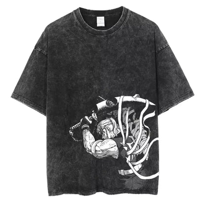 Anime Demon Slayer Graphic T Shirt Men's Clothing Women Washed Short Sleeve Tee Print Streetwear Casual Tops 2026 Summer Fashion