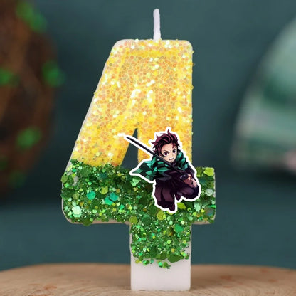 Demon Slayer Tanjirou Digital Candle Number 0-9 Kids Birthday Cake Decoration Supplies Cartoon Anime Party Accessories Supplies