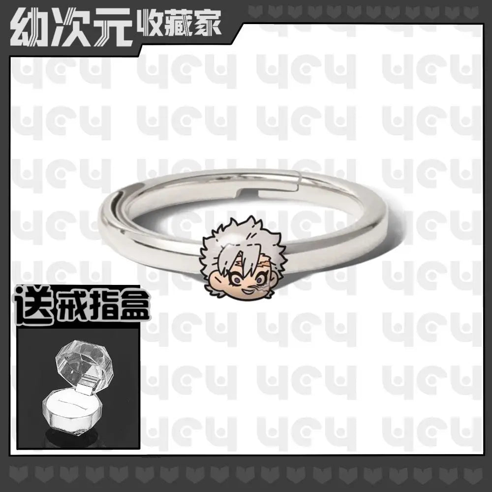 Demon Slayer Douma Tokitou Muichirou Tomioka Giyuu 2D Ring Fashion Personalized Cosplay Accessories Anime Original Niche Gift