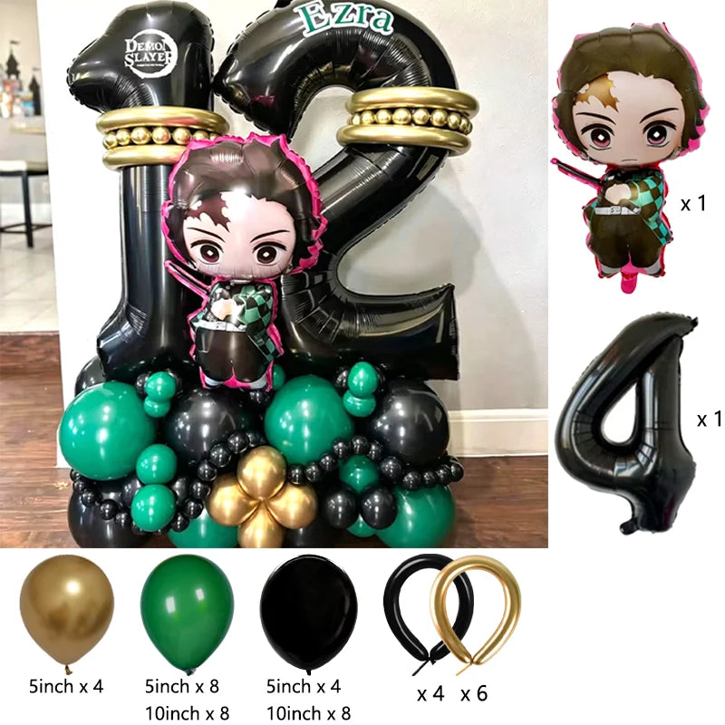 Premium Demon Slayer Theme Balloon Arch Garland Kit Anime Balloon Chain Set Birthday Party Baby Shower Decor