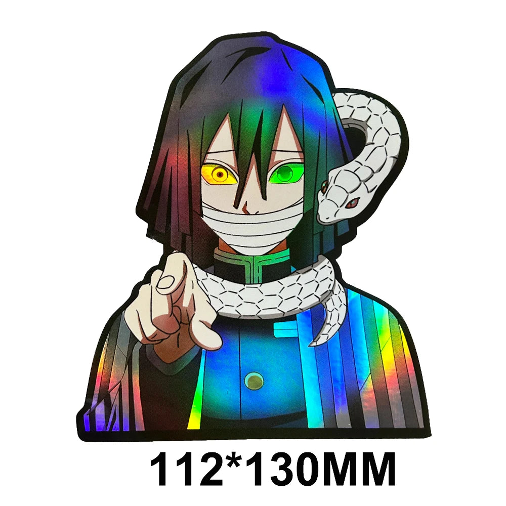 Demon Slayer Cartoon Holographic Anime Laser Stickers Motorcycle Anime Lenticular Car Window Sticker For Laptop Hot（25 designs）