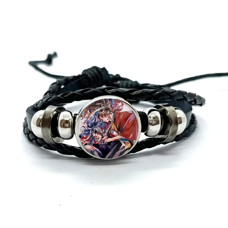 Kokushibo Anime Figure Leather Bracelets Cosplay Eyes Cartoon Horror Multilayer Braided Bracelets Bangles Handmade Jewelry Gifts
