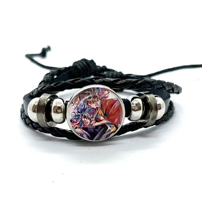 Kokushibo Anime Figure Leather Bracelets Cosplay Eyes Cartoon Horror Multilayer Braided Bracelets Bangles Handmade Jewelry Gifts