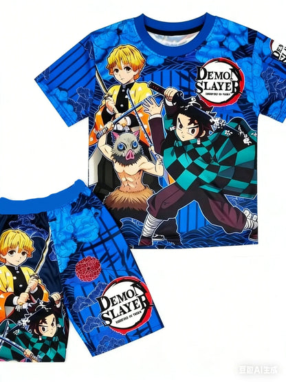 Demon Slayer Multiple Characters, Children's and Adults' 3D Printed Pajamas and Loungewear, Family Outing T-shirts, Shorts