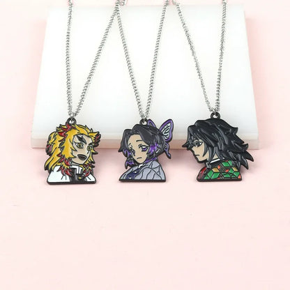 Anime Demon Slayer Cosplay Accessory Kimetsu No Yaiba Pendant Necklace Tanjiro Kamado Spray Paint Oil Drop Alloy Charm Jewelry