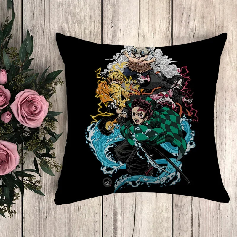 Pillow Demon Slayer Cushion Cover 45*45 Pillowcase Decorative Pillows for Sofa Pilow Cases Pillowcases 50x50 Car Decoration Body