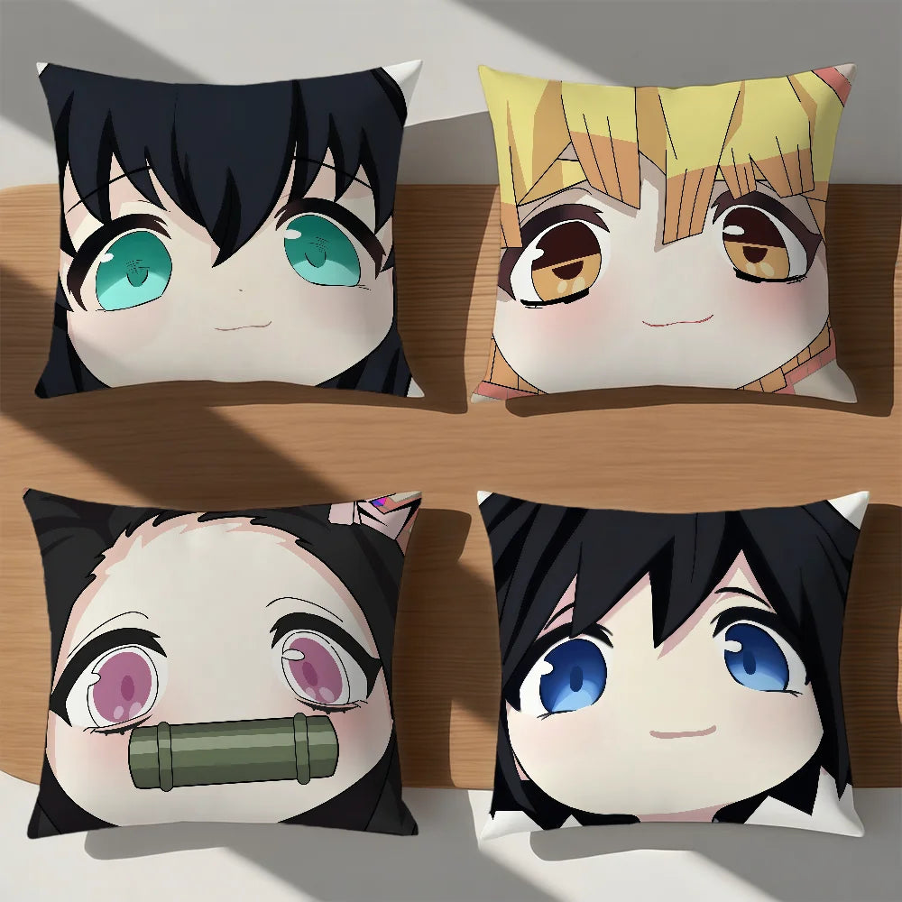anime manga art chibi D-DemonS S-SlayerS cushion cover soft Pillow Case for Sofa Living Room Home office Decor Protective Covers