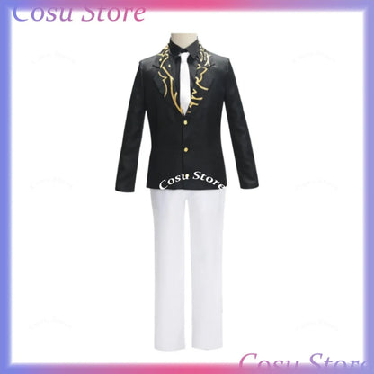 Anime Kibutsuji Muzan Cosplay Costume Wig Black Coat Uniform Shirt Formal Hat Full Set Man Woman Carnival Christmas Suit