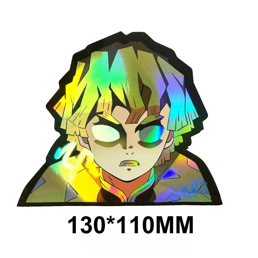 Demon Slayer Cartoon Holographic Anime Laser Stickers Motorcycle Anime Lenticular Car Window Sticker For Laptop Hot（25 designs）