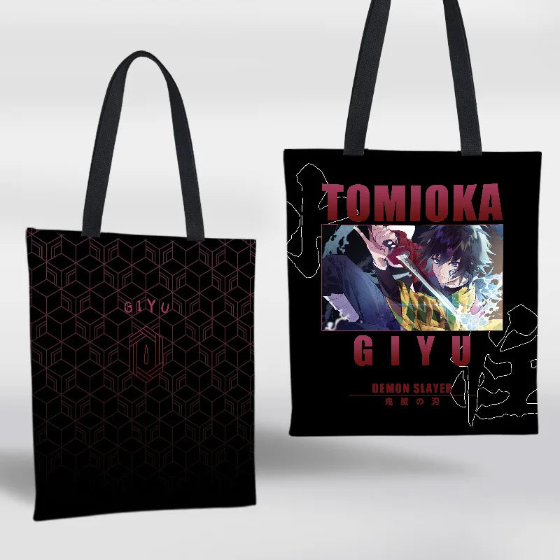 Demon Slayer Mini Shoulder Bag Tanjirou Nezuko Tote Bag Anime Canvas Backpack for Travel Hand-Painted Tote Bag Simple Style Gift