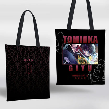 Demon Slayer Mini Shoulder Bag Tanjirou Nezuko Tote Bag Anime Canvas Backpack for Travel Hand-Painted Tote Bag Simple Style Gift