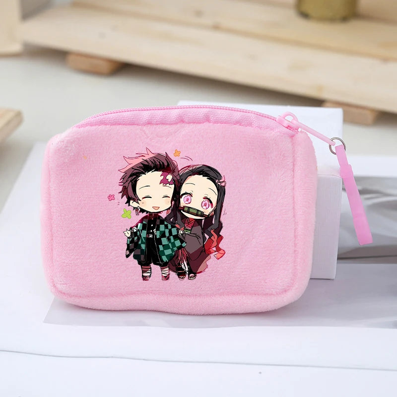 Demon Slayer Coin Purse Kimetsu No Yaiba Boy Girl Anime Cartoon Small Wallet Portable Mini Storage Bags Pendant Plush Coin Purse