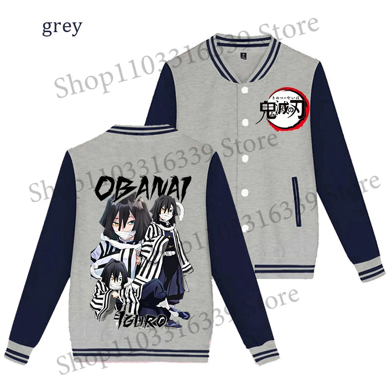Demon Slayer Baseball Jacket Autumn Winter Jacket Coat Man Woman Giyu Tomioka Muichiro Tokito Anime Clothing Adult Harajuku Coat