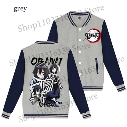 Demon Slayer Baseball Jacket Autumn Winter Jacket Coat Man Woman Giyu Tomioka Muichiro Tokito Anime Clothing Adult Harajuku Coat