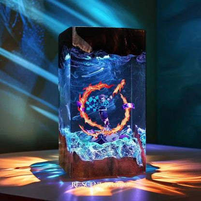 Demon Slayer peripheral model night light resin ornaments Tanjiro resin lamp model handicrafts home decoration