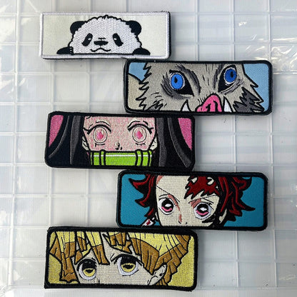 Japanese Anime Character Morale Badge Zaomen Tanjiro Embroidered Hook and Loop Patches Tactical Backpack Decoration Sticker