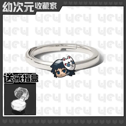 Demon Slayer Douma Tokitou Muichirou Tomioka Giyuu 2D Ring Fashion Personalized Cosplay Accessories Anime Original Niche Gift