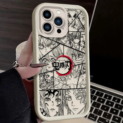 Demon Slayer Anime Line Art Cool Soft Phone Case for IPhone 17 Air 16 16E 15 14 13 12 11 Pro Max X XS X S Max XR SE 2020 SE4 7 8