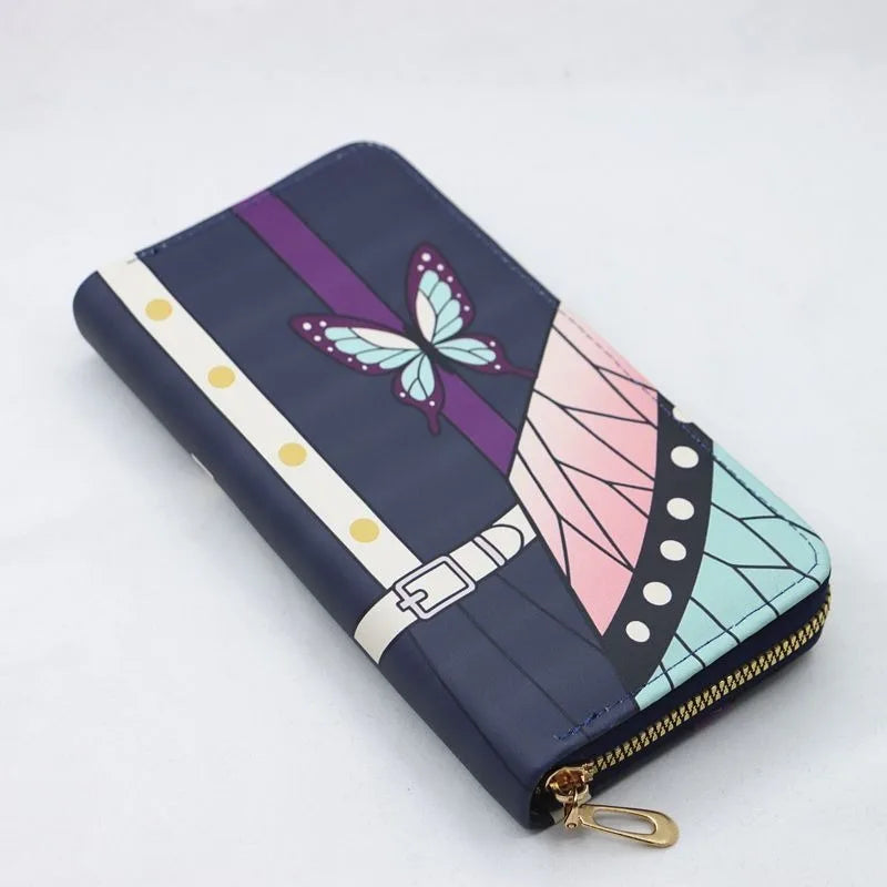 Demon Slayer Anime Long Wallet Color Block Design Kamado Tanjiro Kochou Shinobu Tomioka Giyuu PU Leather Purse