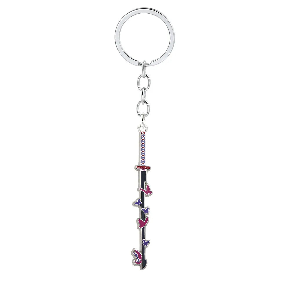 Anime Demon Slaye Sword Keychains Mini Japanese Katana Collection Souvenir Key Chains Enamel Pin Pendant Decor Exquisite Gifts