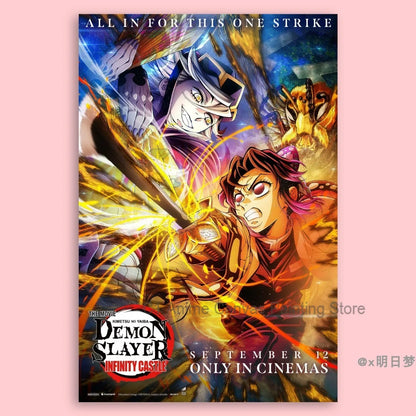 Demon Slayer Destruction Unlimited City Movie Poster Animation Anime Room Wall Sticker Collection Decorative Painting