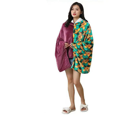 Anime Flannel Blanket Hoodie Shawl Demon Slayer Kimetsu No Yaiba Blanket Cloak Cosplay Costume Kamado Nezuko Agatsuma Zenitsu