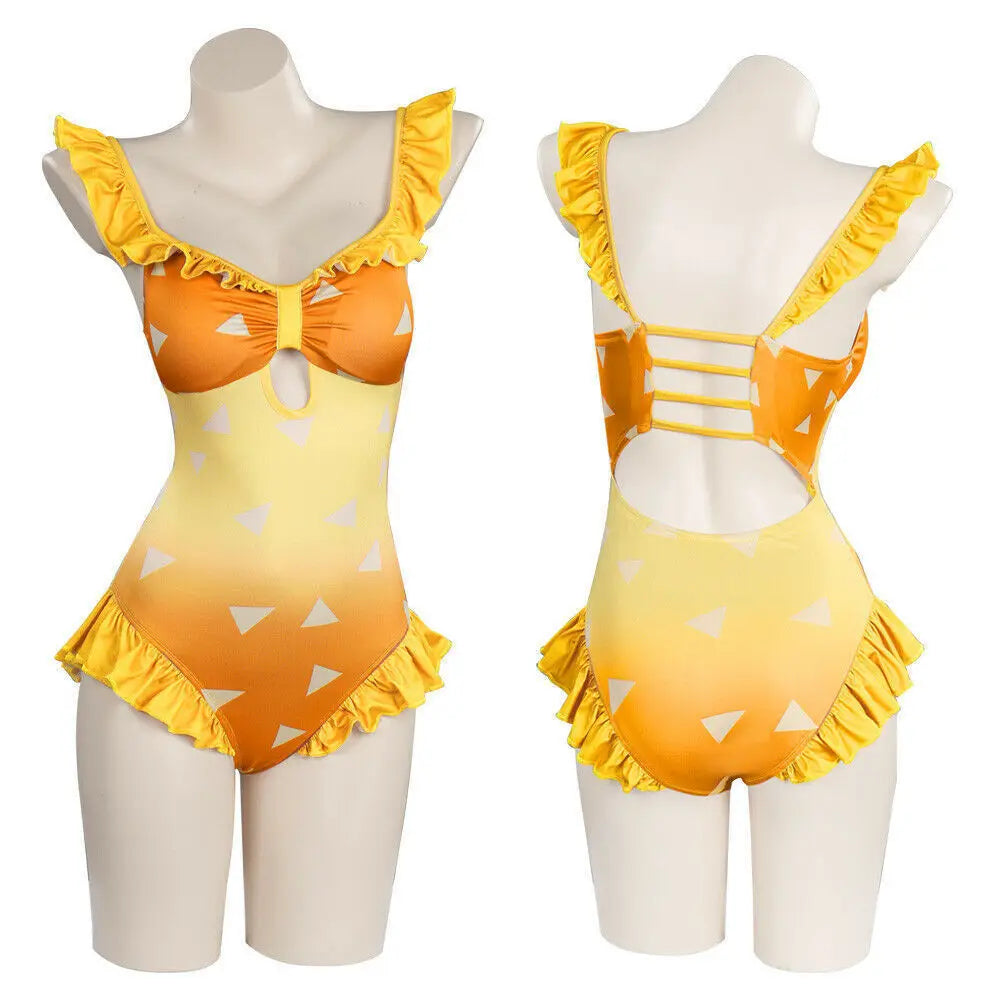 Anime Demonn Slayer Cosplay Swimsuit Shinobu Kimetsu No Yaiba Tanjiro Nezuko Bathing Suit for Pool Beach Party Cosplay Costume