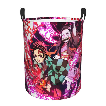 Custom Demon Slayers Anime Laundry Basket Collapsible Kimetsu No Yaiba Toy Clothes Hamper Storage Bin for