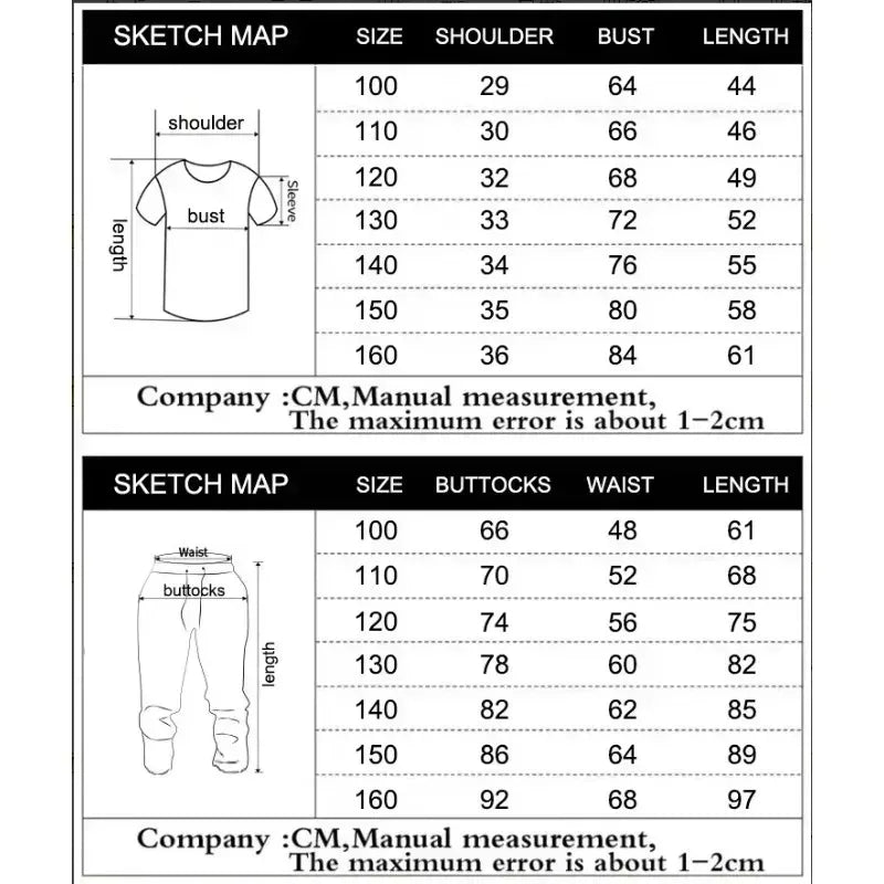 2026 Demon Slayer Summer Print 2 Piece Outfit Y2K Streetwear T Shirt + Wide Leg Pants Set Casual Sportswear Tracksuit Adult Kids