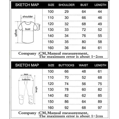 2026 Demon Slayer Summer Print 2 Piece Outfit Y2K Streetwear T Shirt + Wide Leg Pants Set Casual Sportswear Tracksuit Adult Kids