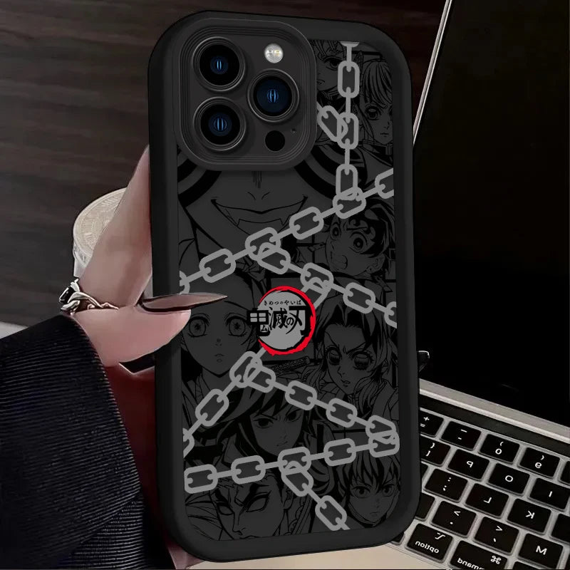 Demon Slayer Anime Line Art Cool Soft Phone Case for IPhone 17 Air 16 16E 15 14 13 12 11 Pro Max X XS X S Max XR SE 2020 SE4 7 8